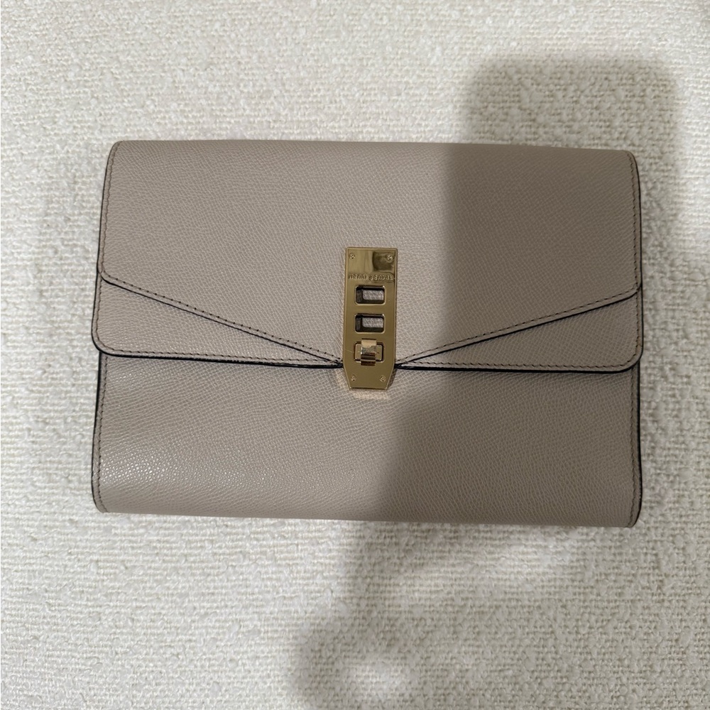 Henri Bendel Gray Leather Clutch